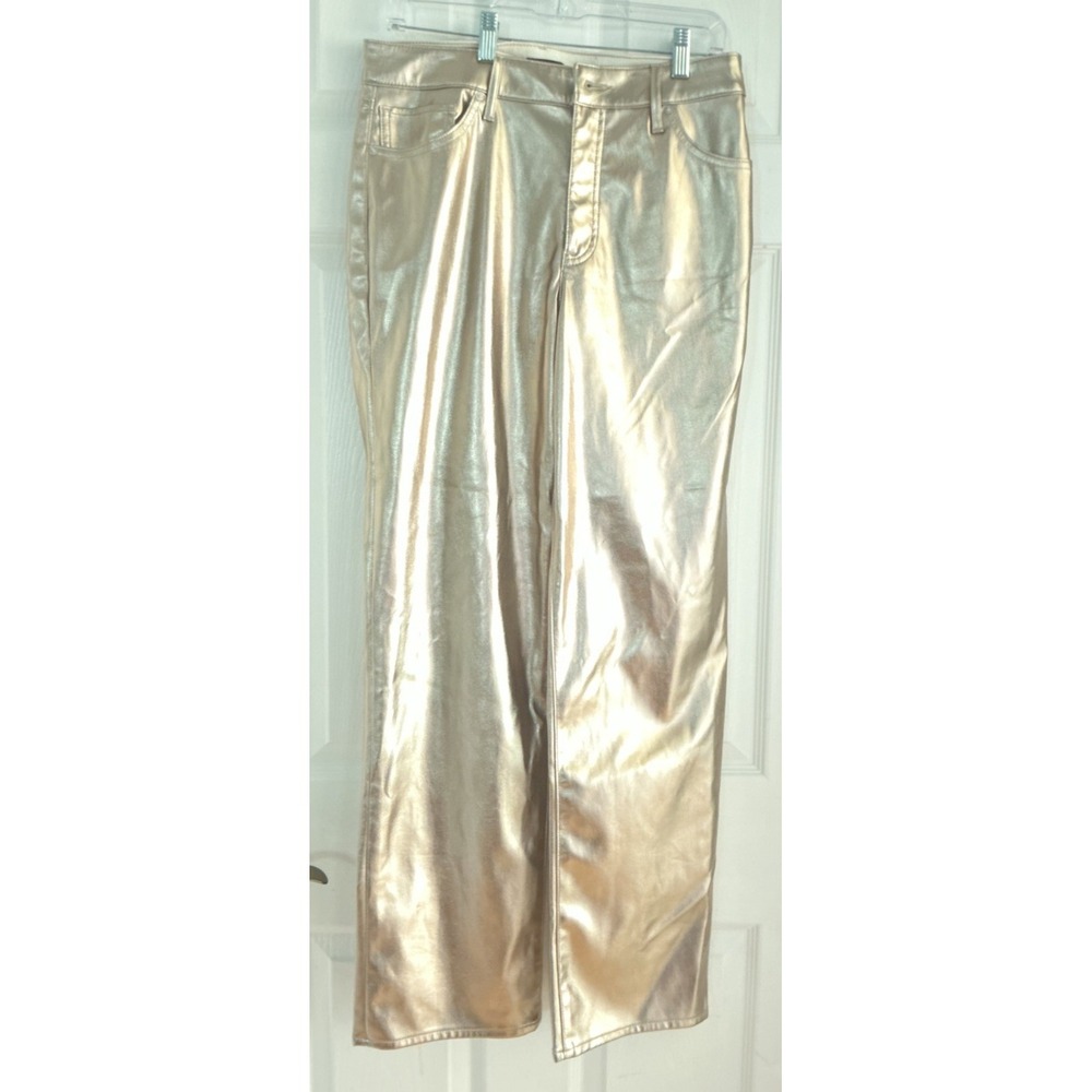 Express Womens Gold Metallic Straight Leg Jeans Pants Size 10R
